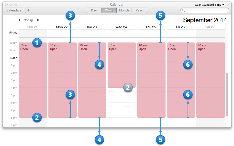 Calendar boundaries and offset directions